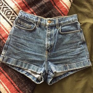 High-waisted jean shorts